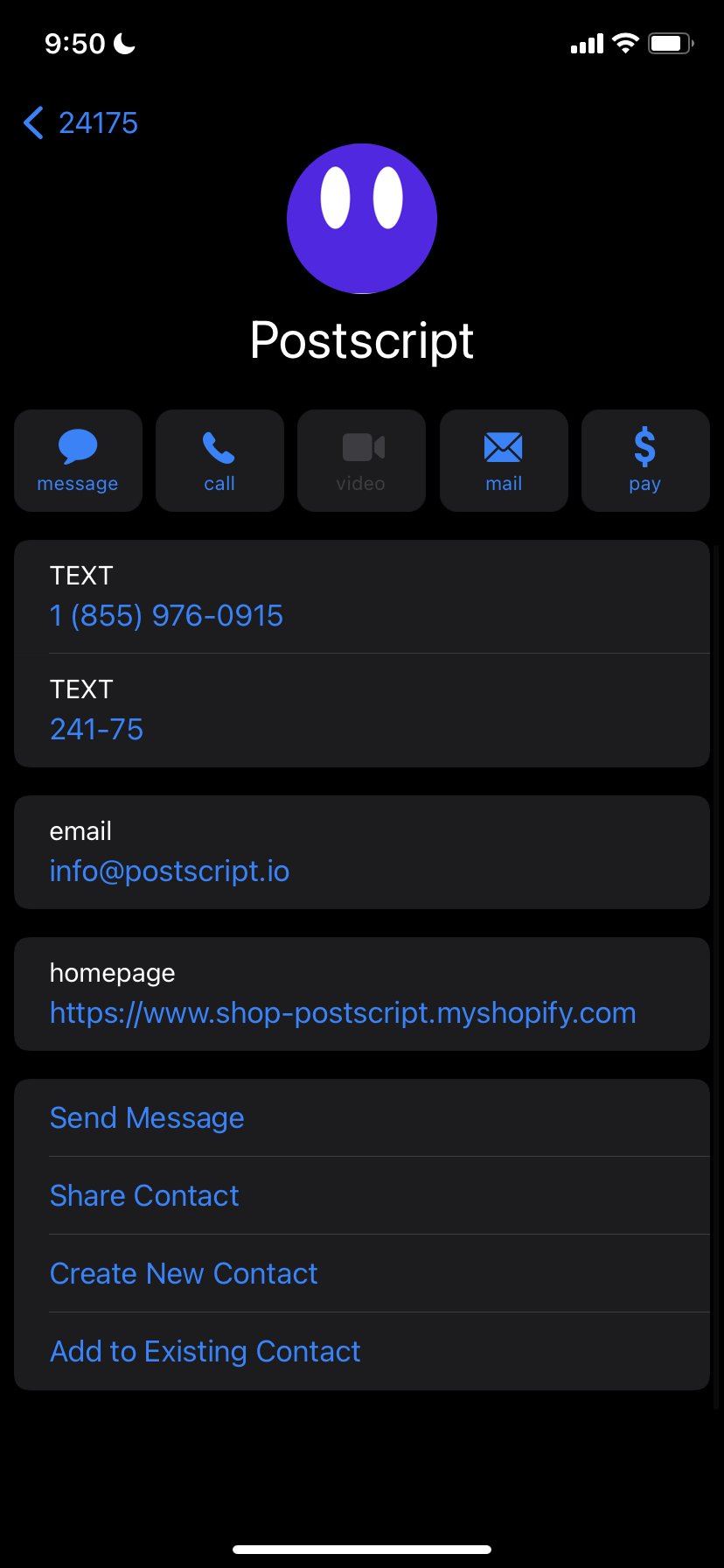 Create a Contact Card Postscript